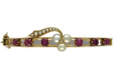 15ct Gold, Ruby & Pearl Bangle
