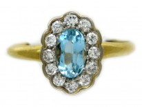 Aquamarine Diamond Cluster Ring