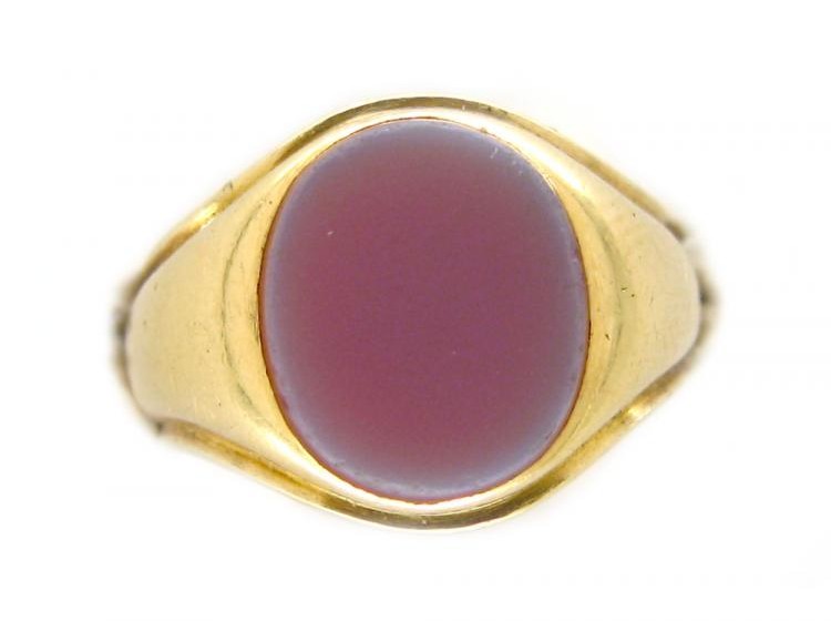 18ct Gold Banded Carnelian Signet Ring