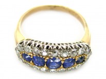 Sapphire & Diamond Boat Ring