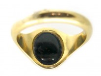 18ct Gold Bloodstone Uncarved Signet Ring