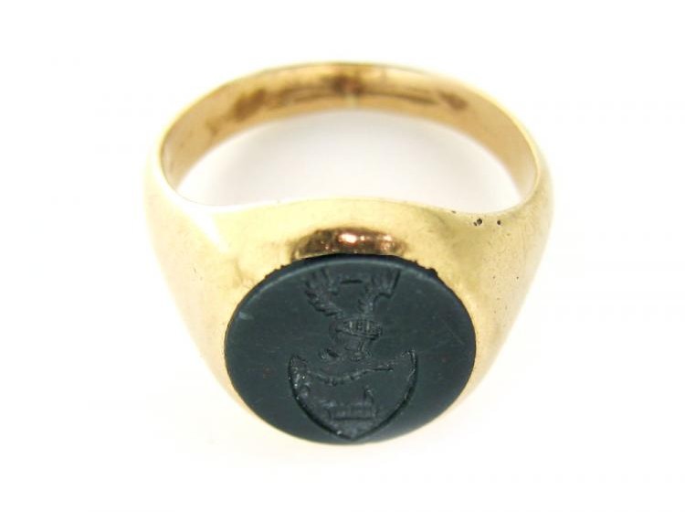 Engraved Bloodstone Signet Ring