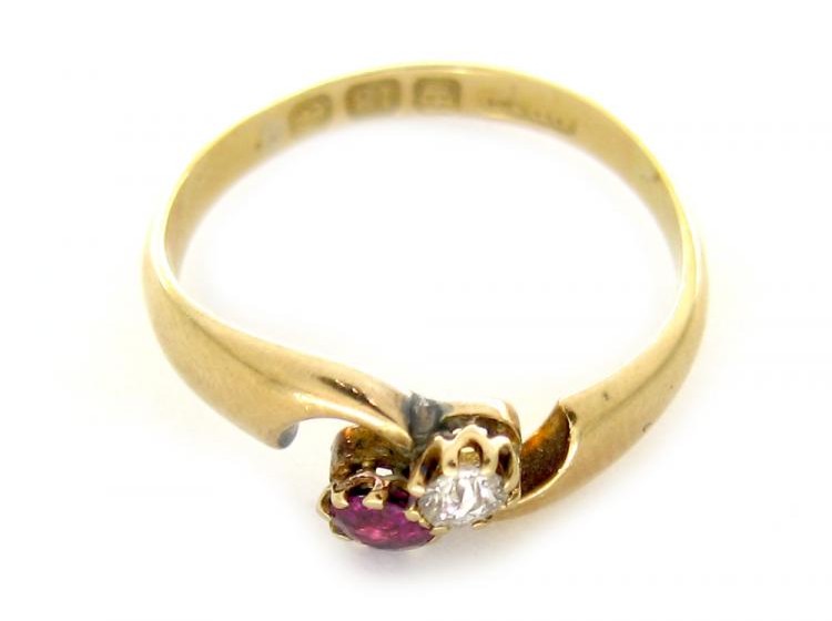 Diamond & Ruby Twist Ring