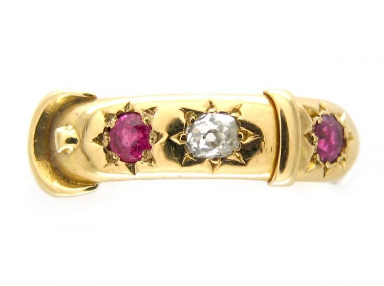 Ruby & Diamond Belt Design Ring