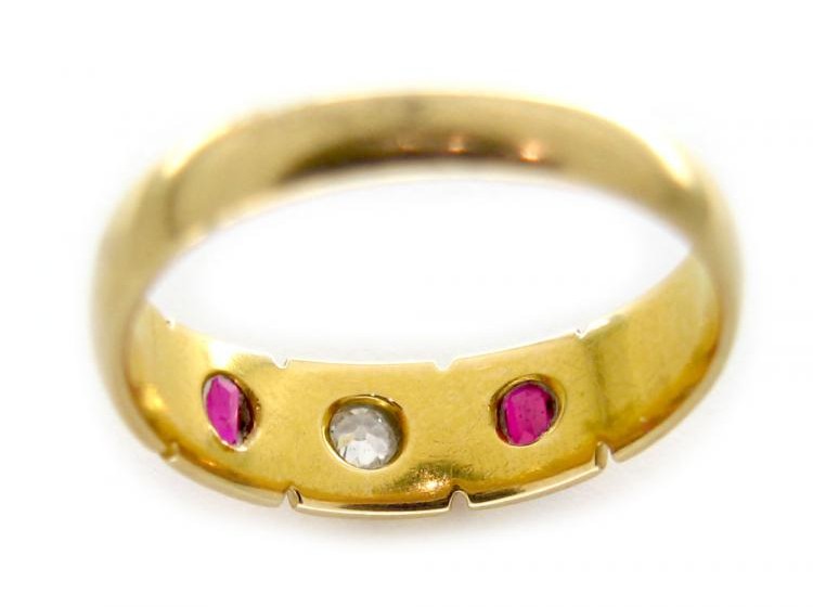 Ruby & Diamond 18ct Gold Gypsy Ring
