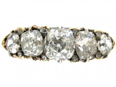 Diamond Half-Hoop Carved Ring
