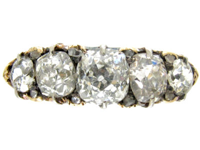 Diamond Half-Hoop Carved Ring