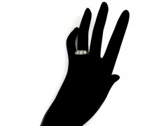 Diamond Half-Hoop Carved Ring