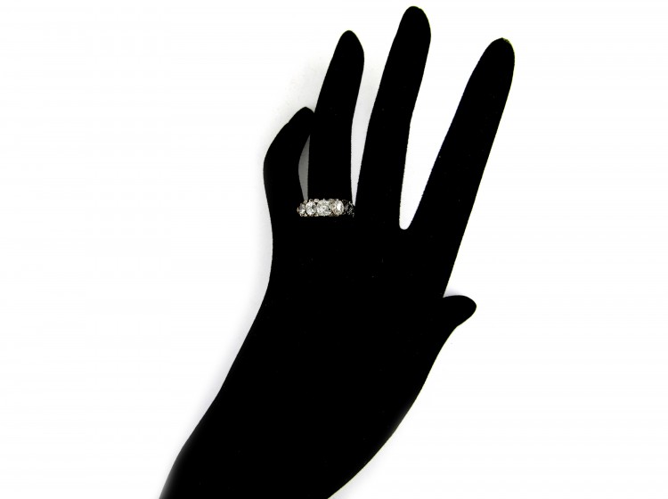 Diamond Half-Hoop Carved Ring