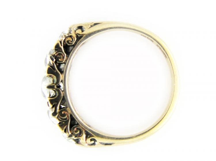 Diamond Half-Hoop Carved Ring