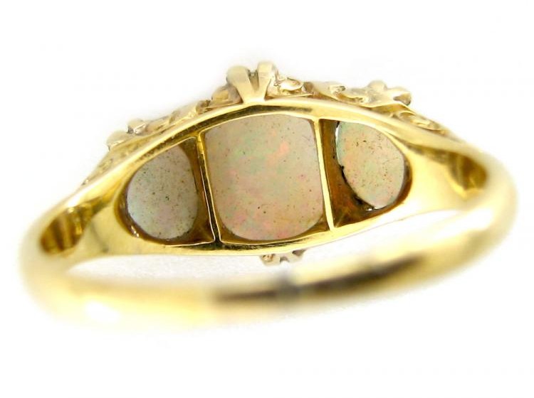 Opal Carved Half-Hoop Ring