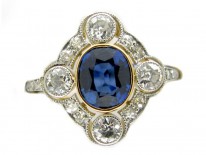 Sapphire & Diamond Four Point Ring
