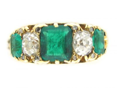 Emerald & Diamond Half-Hoop Ring