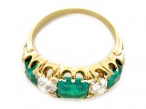 Emerald & Diamond Half-Hoop Ring