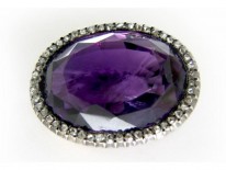 Amethyst & Diamond Oval Brooch