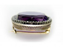 Amethyst & Diamond Oval Brooch