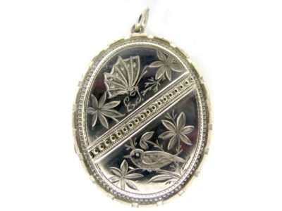 Butterfly & Bird Silver Locket