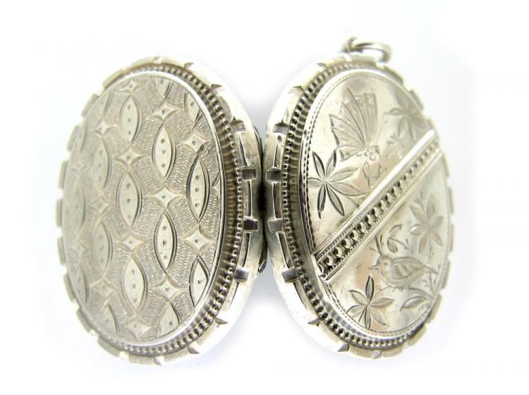Butterfly & Bird Silver Locket
