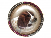 Spaniel Crystal, Ruby & Diamond Brooch