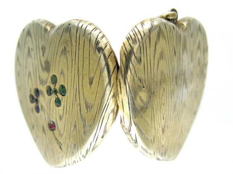 Large Silver Gilt Heart Locket