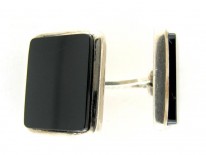 Art Deco Onyx Silver Cufflinks