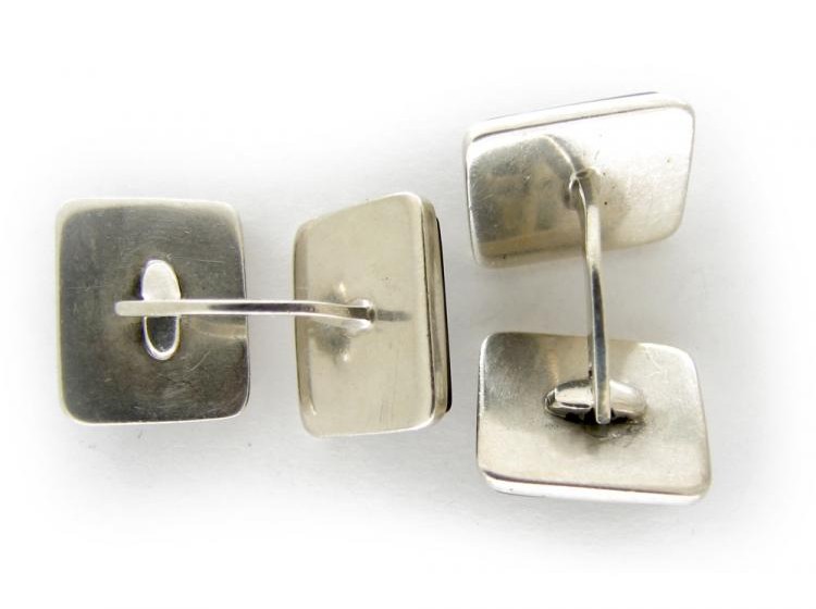 Art Deco Onyx Silver Cufflinks