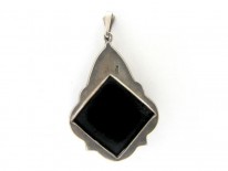 Art Deco Marcasite Onyx Pendant