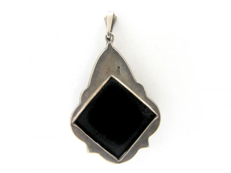 Art Deco Marcasite Onyx Pendant