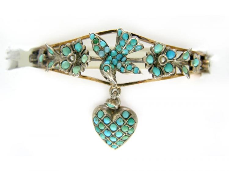 Silver Gilt Turquoise Bangle
