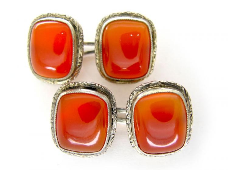Silver Carnelian Cufflinks