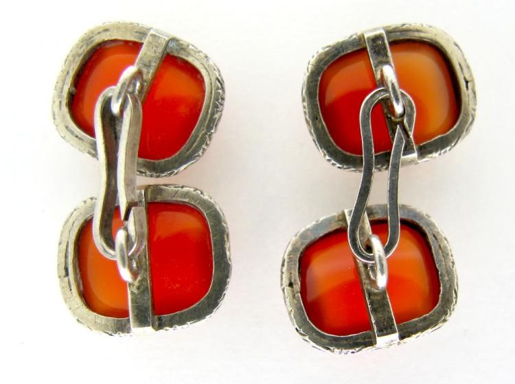 Silver Carnelian Cufflinks