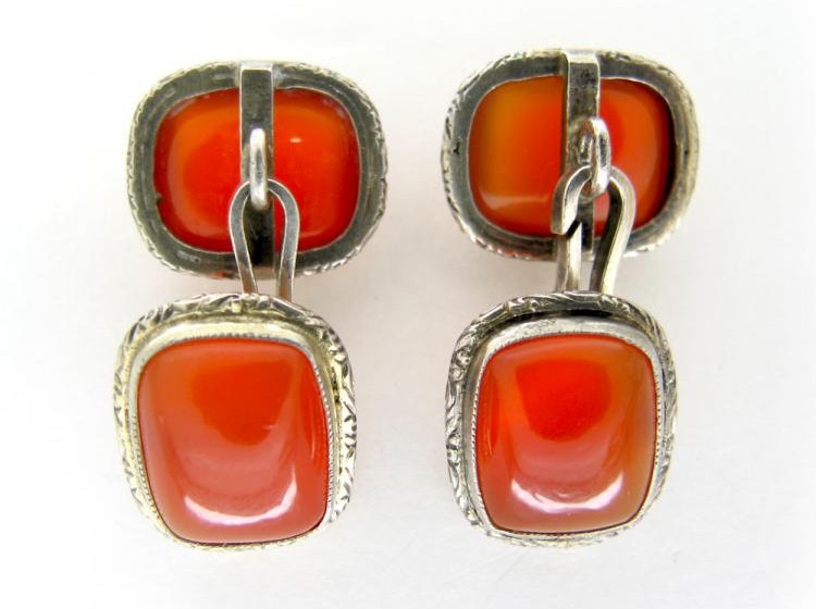 Silver Carnelian Cufflinks