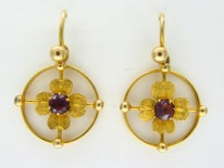 Gold Drop Flower Earrings