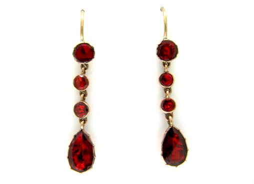 Flat-Cut Garnet Drop Earrings