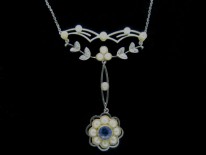 Sapphire Pearl Diamond Necklace