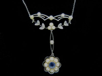 Sapphire Pearl Diamond Necklace