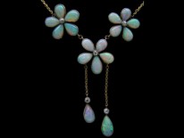 15ct Gold Opal Flower Drop Necklace