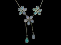 15ct Gold Opal Flower Drop Necklace