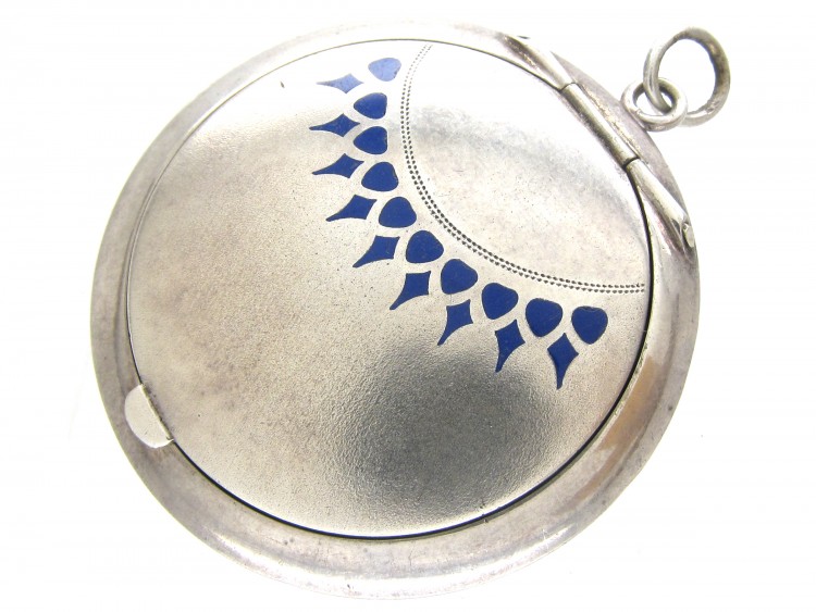 Silver & Enamel Compact Locket