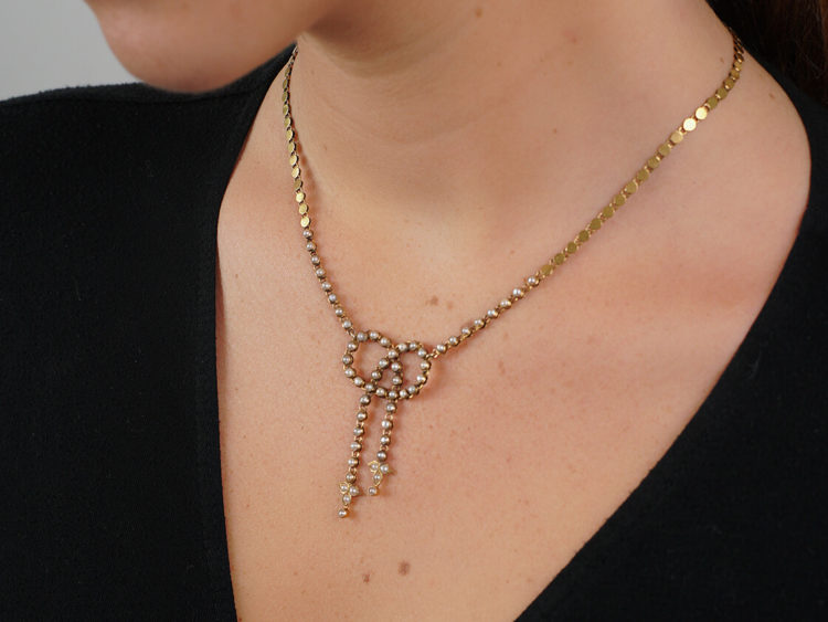 15ct Gold Lovers' Knot Pearl Necklace