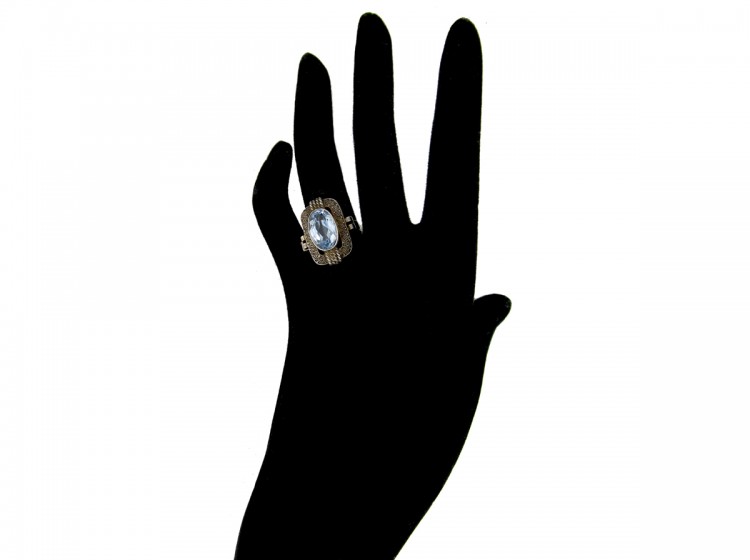 Art Deco Theodor Fahrner Silver & Blue Paste Ring