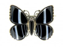 Banded Sardonyx Silver Butterfly