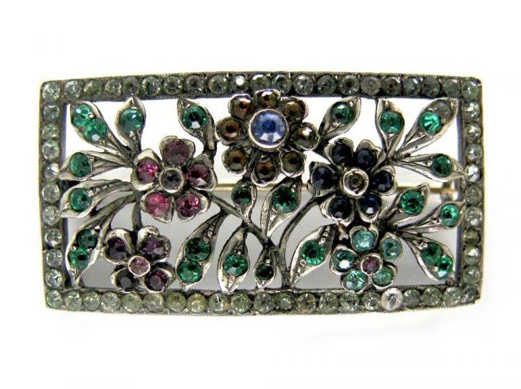Coloured Paste Floral Brooch