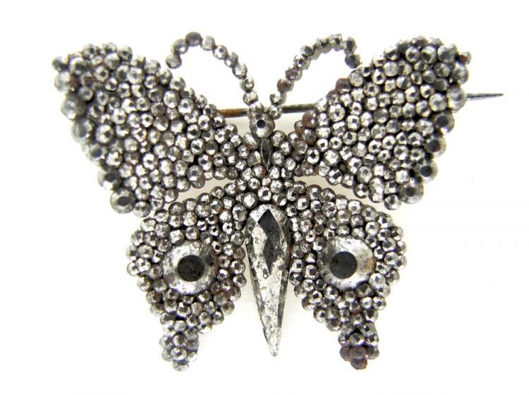 Cut Steel Butterfly Brooch