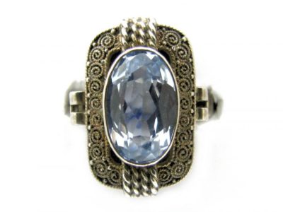 Art Deco Theodor Fahrner Silver & Blue Paste Ring