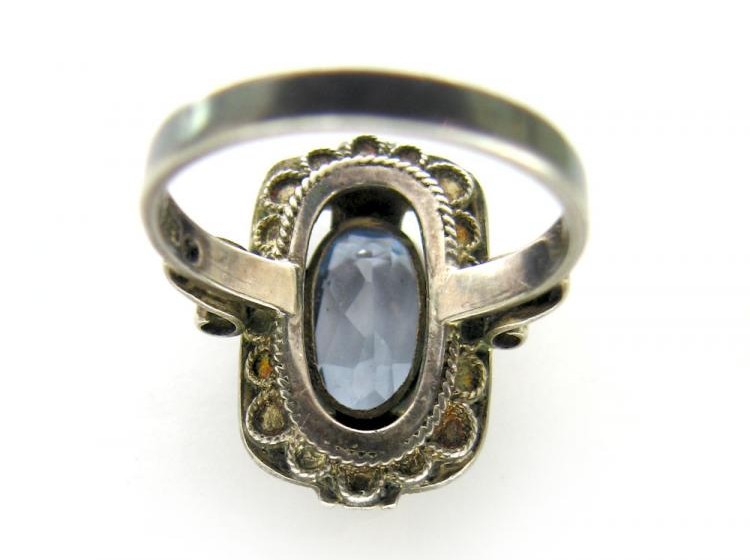 Art Deco Theodor Fahrner Silver & Blue Paste Ring