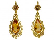 Gold Citrine Drop Earrings