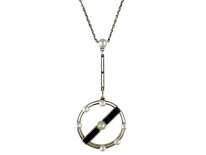 Art Deco Onyx Pearl Pendant