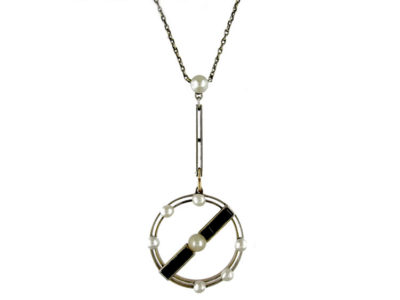 Art Deco Onyx Pearl Pendant