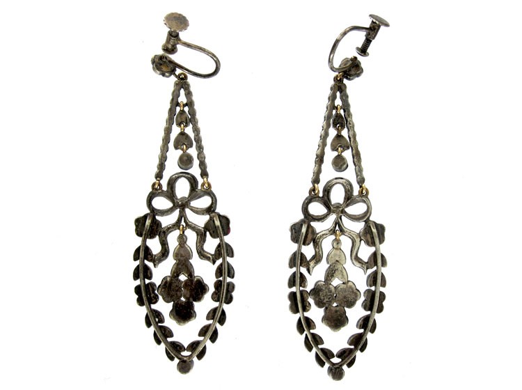 Silver Marcasite Drop Earrings